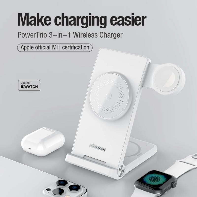 Description Picture 2 of itemNILLKIN 3 in 1 Magsafe Wireless Charger Stand for iPhone 15/14/13 Pro Max For Airpods Pro MFI For Apple Watch Ultra 8/7/SE/6/5/4