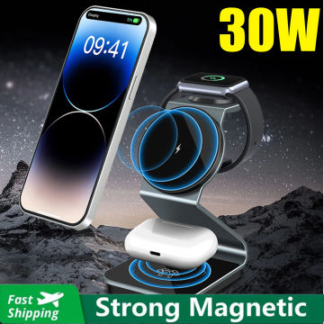 The new 3-in-1 magnetic wireless charger is suitable for Apple Watch dual 15W fast wireless charging of Xiaomi 13 iPhone 14 Pro