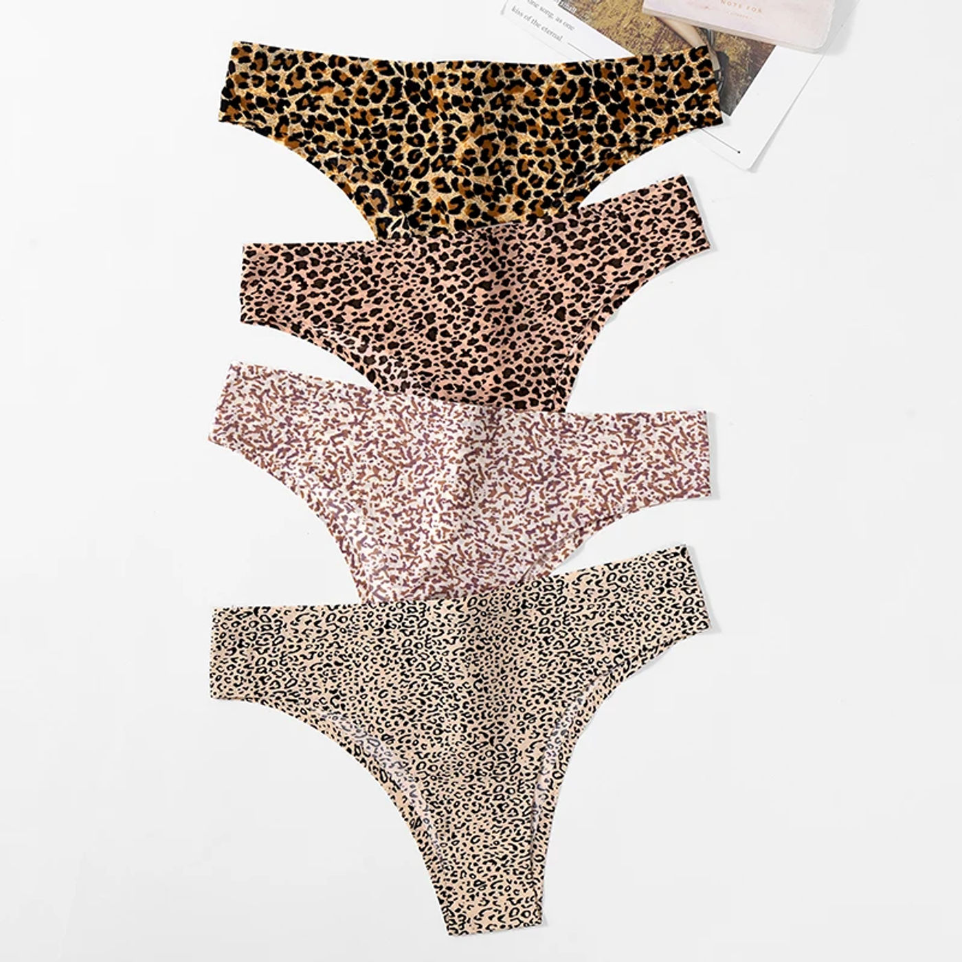 Description Picture 3 of itemBZEL 3PCS/Set Women's Panties Fashion Leopard Bikini Sexy Thongs Seamless Underwear Silk Satin Lingerie Sports Fitness G-Strings