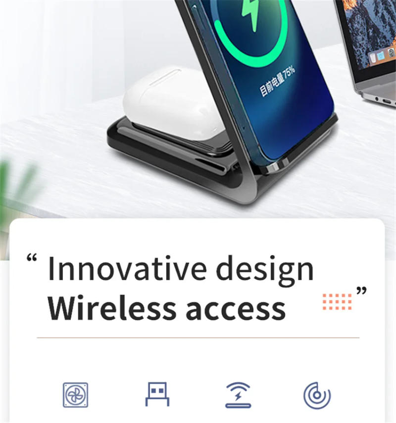 Description Picture 3 of item30W 3 in 1 Wireless Charger Stand Fast Charging Dock Station for iPhone 14 13 12 11 X XR 8 Apple Watch 6 7 8 iWatch Airpods Pro