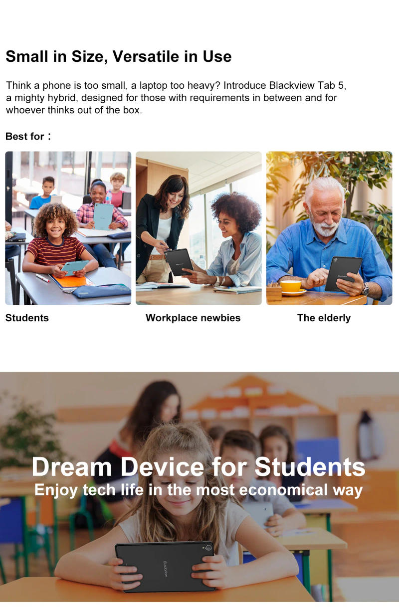 Description Picture 5 of itemBlackview Tab 5 Tablet 3GB RAM 64GB ROM Android 12 Tablets 8 Inch IPS Display 5580mAh WIFI 1280*800 Kindle