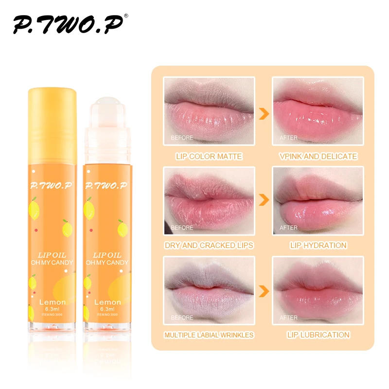 Description Picture 4 of itemP.TWO.P Fruit Roll-On Lip Balm Lip Makeup Primer Moisturizing Transparent Lip Oil Long Lasting Hydrating Lip Repair Gloss