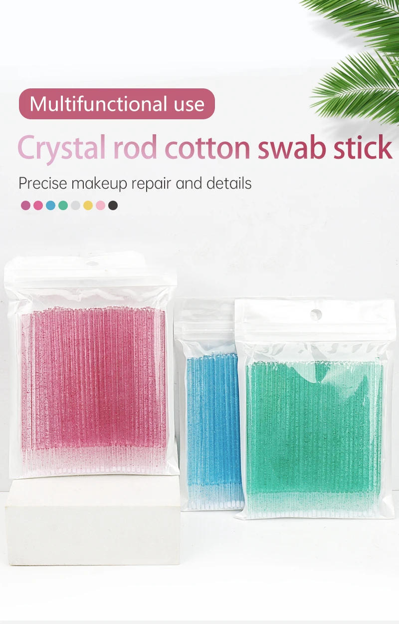 Description Picture 2 of item100 Pcs Disposable Crystal Microbrush Individual Lash Removing Swab Micro Brush for Women Eyelash Extension Makeup Brush Tools