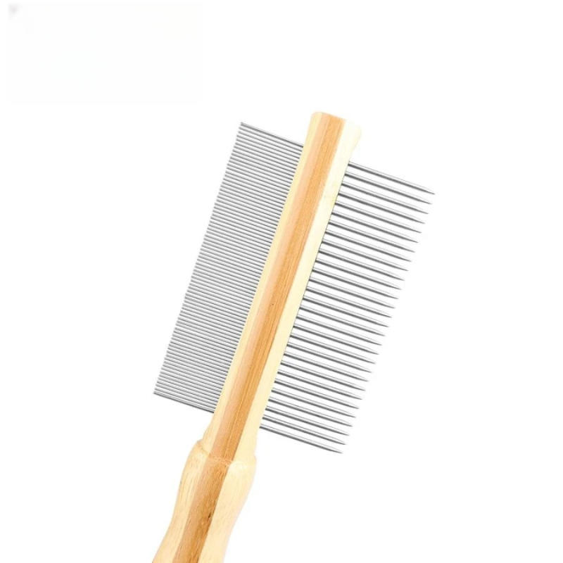 Description Picture 5 of itemPet comb with wooden handle and double row comb
