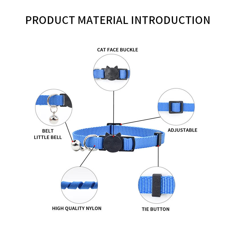 Description Picture 3 of itemPolyester Cute Wind Cat Face Buckle With Bell Cat Collar One Size Multicolor Optional