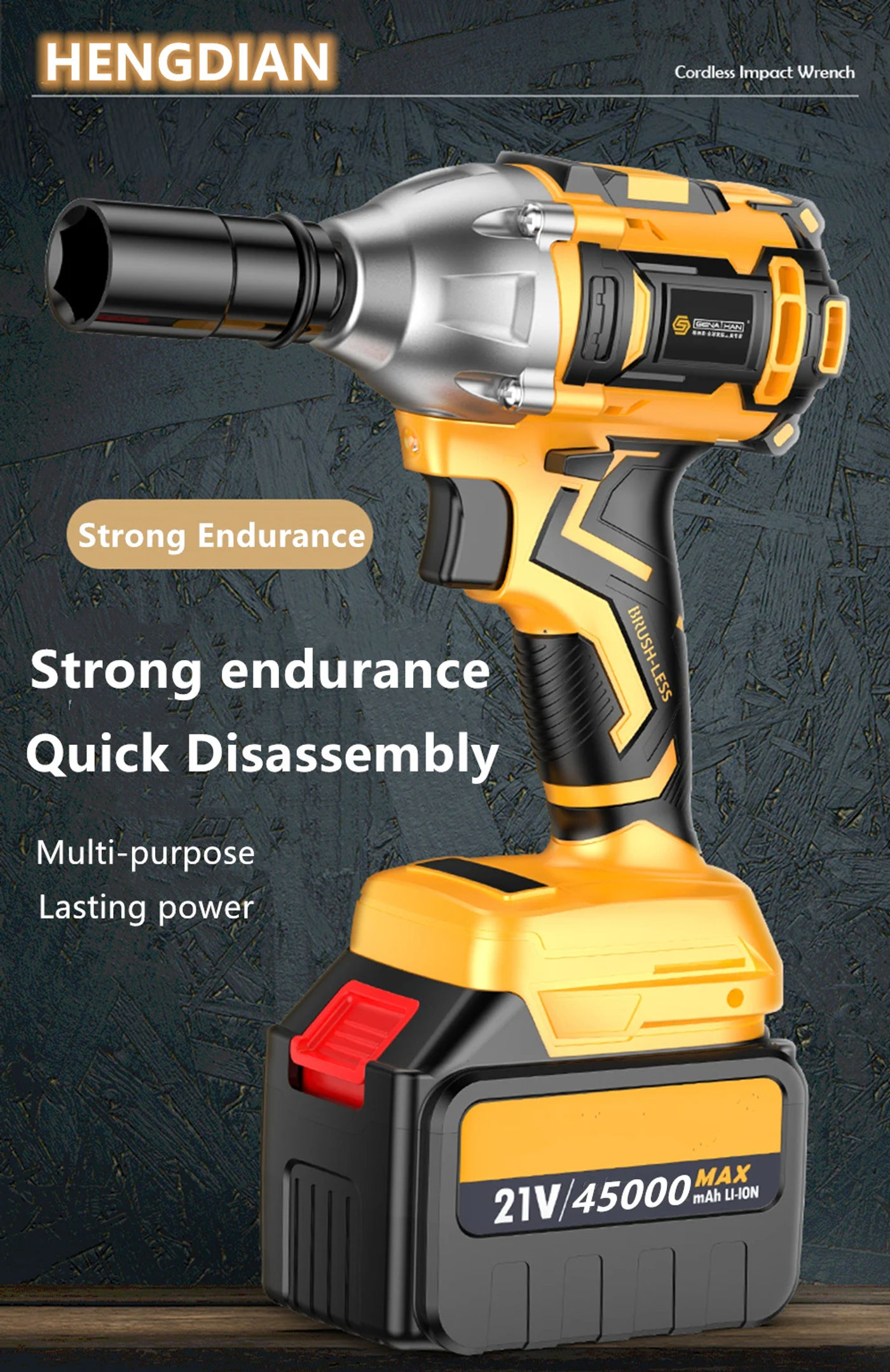 Description Picture 2 of itemElectric Impact Wrench 320Nm High Torque 1/2 Socket Brushless Wrench Cordless Rechargeable Power Tools For Makiita 18V Battery