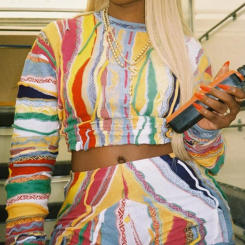 LW All Over Print Shorts Set Women's Multicolor 2 Piece Outfits Long Sleeve Bare Waist T-shirt&Slim Fit Shorts Trendy Sets