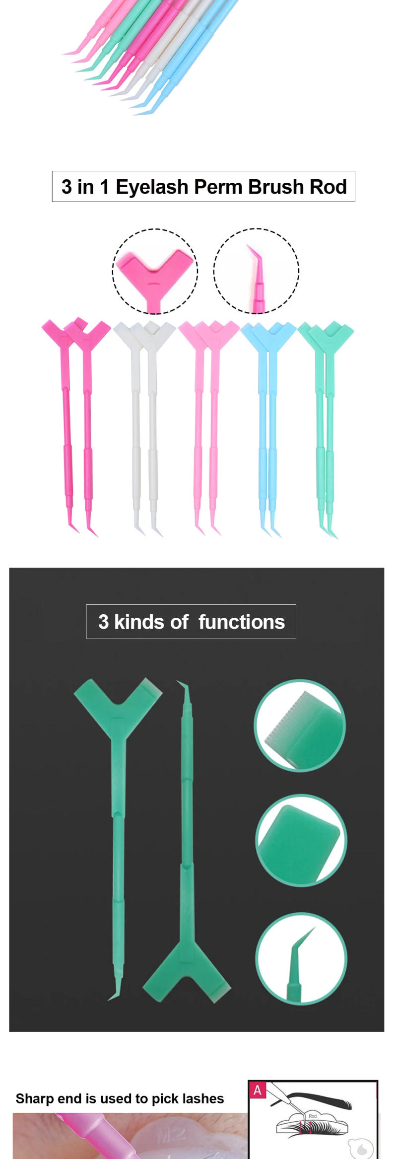 Description Picture 3 of itemMSOKAY Reusable Eyelash Perming Rods Silicone Perm Pad Y Lash Brush Curler Applicator Eye Lashes Lifting Tools Makeup Kit