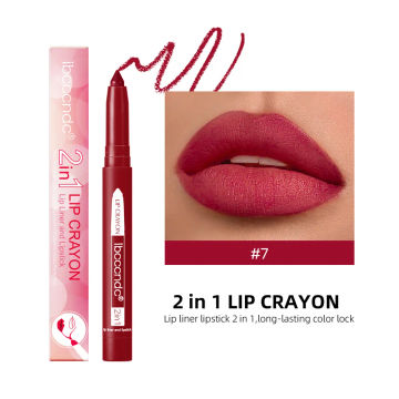 2-in-1 Lip Liner Waterproof Long Lasting Matte Lipstick Pencil Nude Pink Lips Outline Makeup Crayon Stick Lip Tint Line Cosmetic
