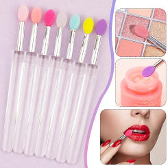 10pcs Soft Silicone Lipstick Brush Lip Stick Applicator Portable Clear Handle Clean Microbrush Lipgloss Makeup Brush Beauty Tool