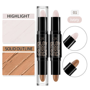 QIC Double-end Face Highlight & Contour Stick Oil-control Concealer Pencil Facial Highlight Corrector Pen Long Lasting Makeup