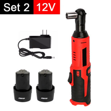 12V/18V Cordless Electric Wrench 3/8 Inch Right Angle Ratchet Wrench Impact Drill Screwdriver Removal Screw Nut Car Repair Tool