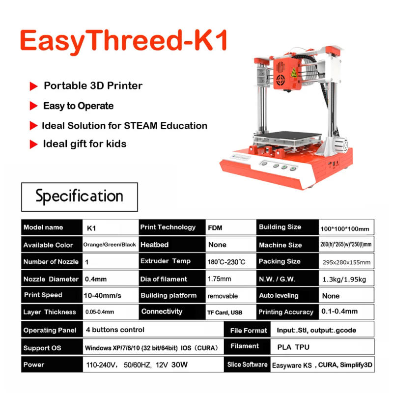 Description Picture 3 of itemEasythreed K13 Mini 3d Printer Easy To Use Kids Children Eductaion Gift Entry Level Toy Low Cost Consumer Personal Student