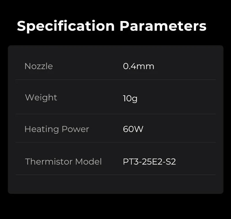 Description Picture 4 of itemCreality 3D Printer Part Upgrade Ceramic Heating Kit for Using 1.75mm Filament Sprite Extruder Fast Heating Better Stability