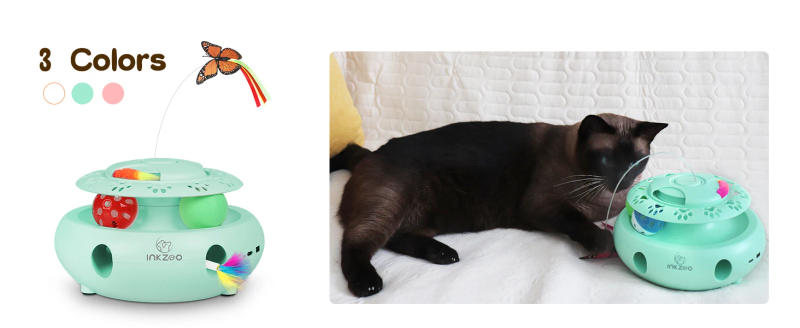 Description Picture 4 of itemINKZOO 4-in-1 Interactive Cat Toys for Indoor Cats, Automatic 6 Holes Mice Whack-A-Mole, Fluttering Butterfly, Track Balls, USB