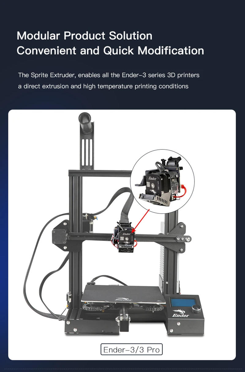 Description Picture 3 of itemCreality Sprite Extruder Pro All Metal Dual Gear Feeding Design 3.5:1 Gear Ratio Bowden Extrusion For Ender-3 S1 CR-10 Smart Pro