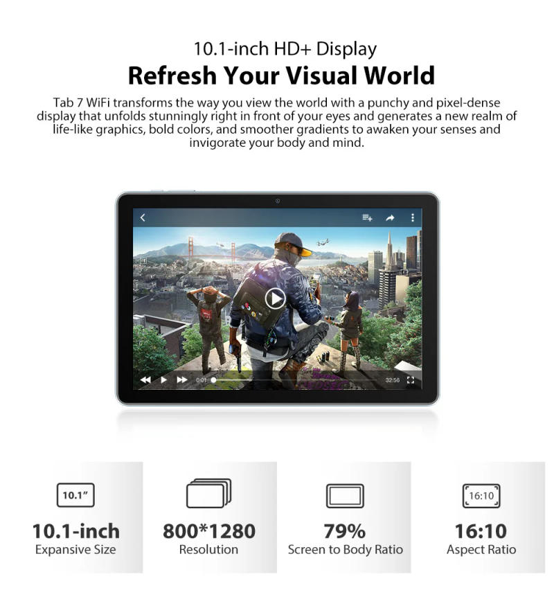 Description Picture 4 of itemBlackview Tab 7 WIFI Android 12 Table PC 10.1'' HD Display 3GB 64GB 13MP Rear Camera 6580mAh Battery Octa Core Dual Speaker