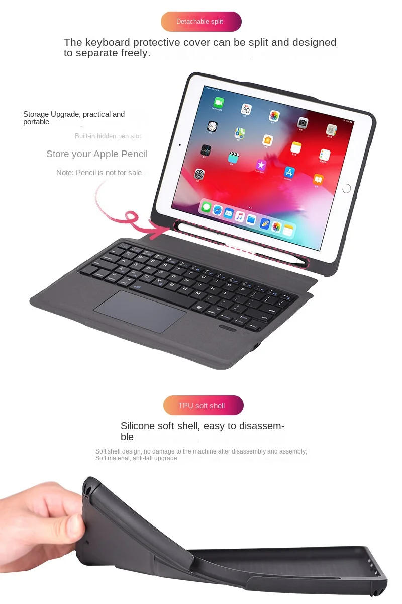 Description Picture 4 of itemFor Ipad Keyboard Wireless Smart Control Keyboard For  Ipad Pro 11 12 9 12.9 Air 4 Air 5 For Ipad 10th Generation Pro 12 9 Case