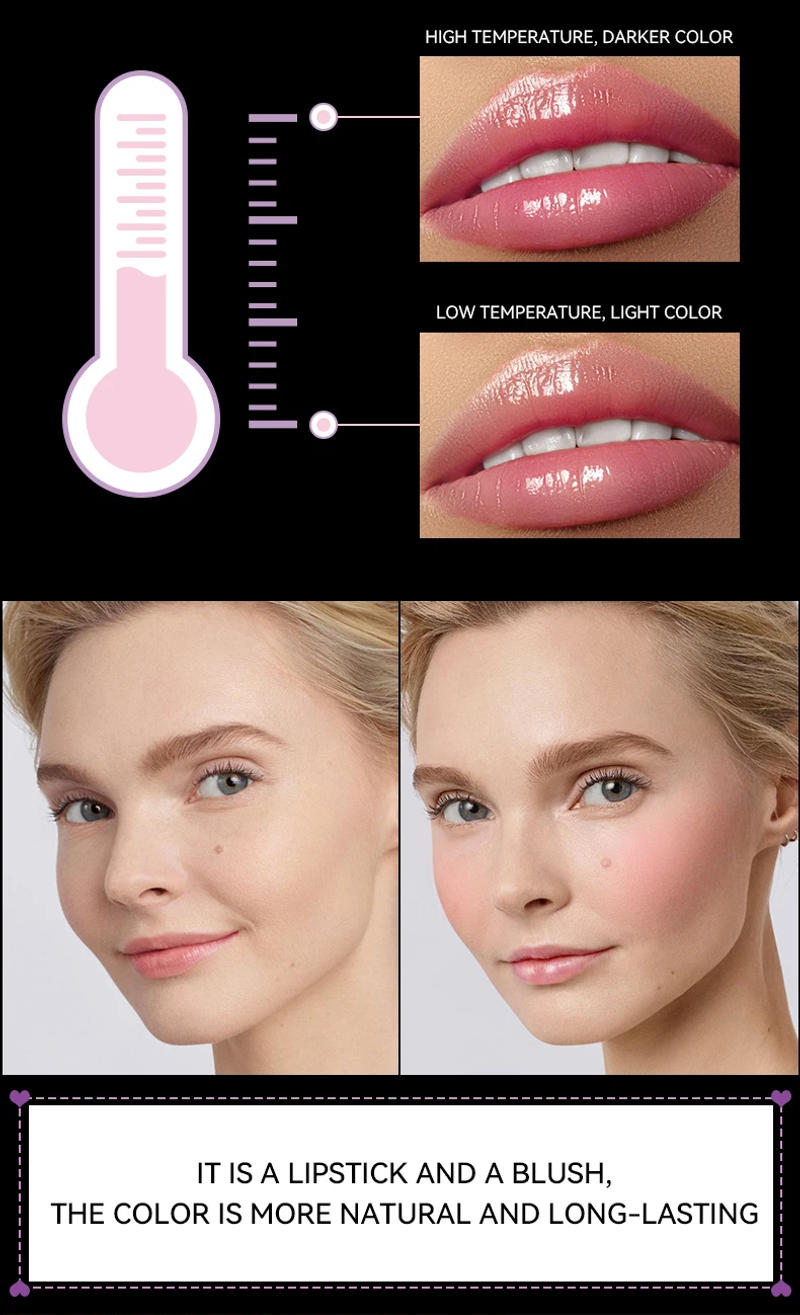 Description Picture 4 of itemDerol Transparent Planet Lips Blush Glassy Multi Balm Moisturizing Natural Red Color Changing Blush Lip Gloss Makeup DC05
