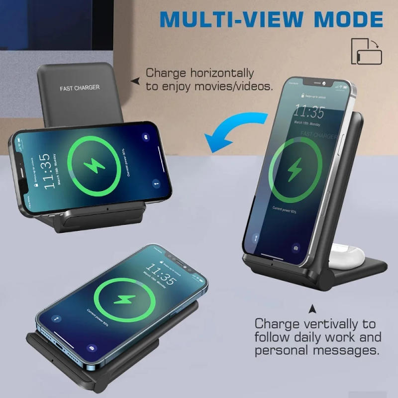 Description Picture 3 of item20W 2 in 1 Fast Wireless Charger Induction Charging Stand For Samsung S23 S22 For iPhone 14 13 12 11 Pro Max XR X 8 Airpods Pro