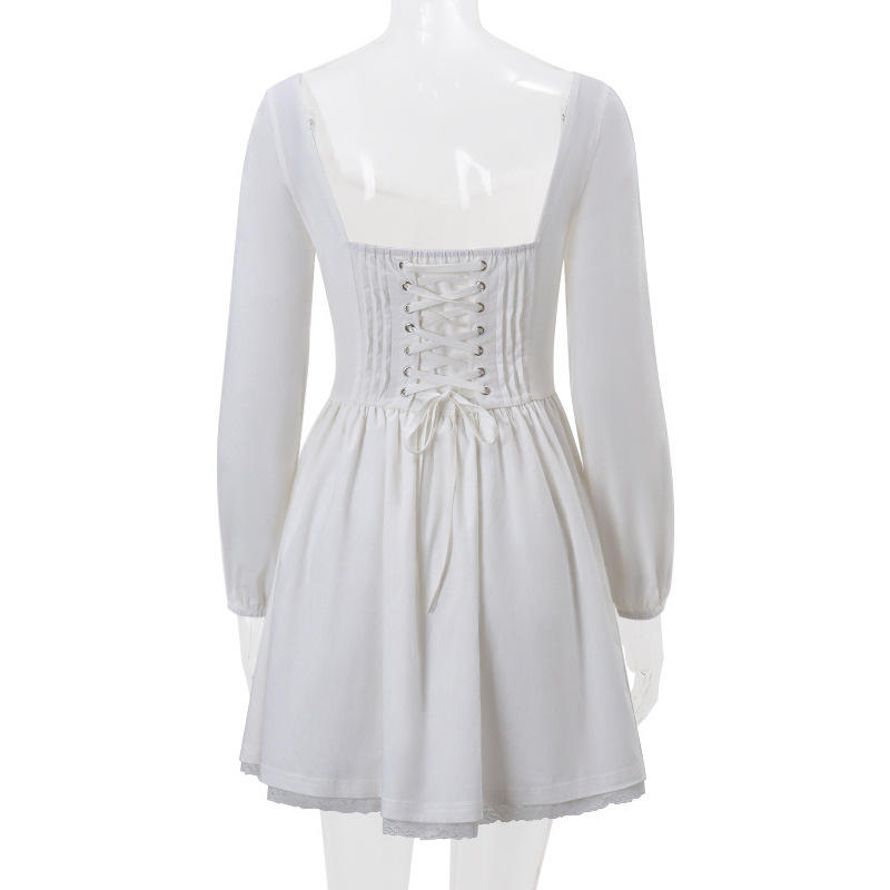 Description Picture 5 of itemWomen's 2023 Winter New French Style Square Neck Ballet Style Sexy Low-cut Corset Dress Club Clothing Vestidos