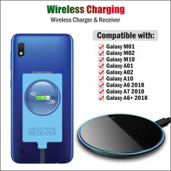 Qi Wireless Charger & Receiver for Samsung Galaxy A01 A02 A03 A10 M01 M02 M10 A6 A7 2018 Wireless Charging Micro USB Adapter
