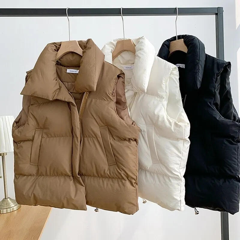 Description Picture 4 of itemAutumn Winter Y2K Vest Women Thick Warm Down Vest Harajuku Loose Jacket Casual Outerwear Short Waistcoat Windproof Vest Coats
