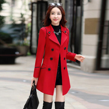 Autumn Winter Women Wool Coat 2022 Ladies Woolen Long Coat Female Fashion Slim-fit Double-Breasted Jacket with Belt S-3XL