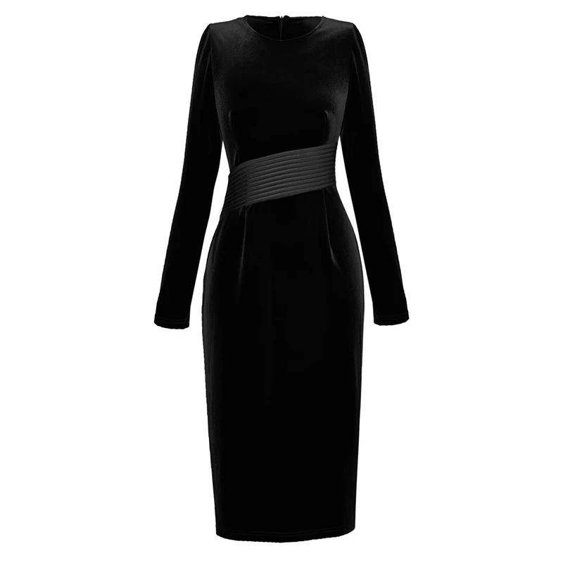 Autumn Velvet Pencil Dress Women