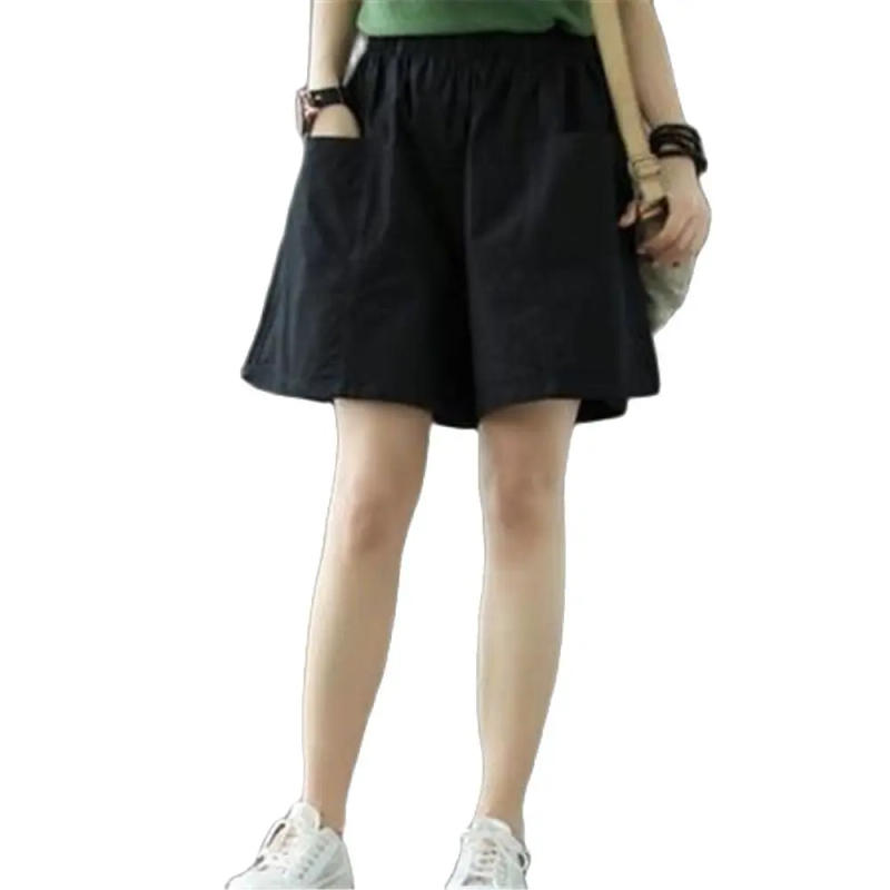 Description Picture 2 of itemSummer Womans Shorts High Waist Cotton Loose Casual Thin Shorts Wide Leg Straight Sport Short Skirts Outdoor Short Pants Capris