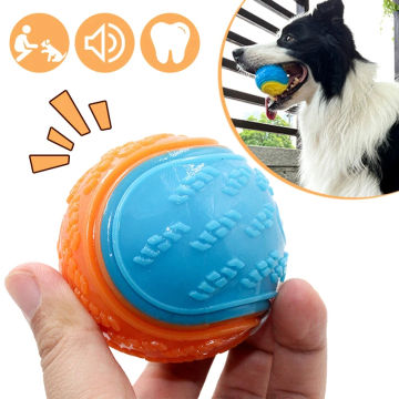 Round Dog Ball Toy Bite-resistant Pet Toy Tooth Cleaning Ball Playthings Squeaky Interactive Training Pet Ball Toy Dog Supply