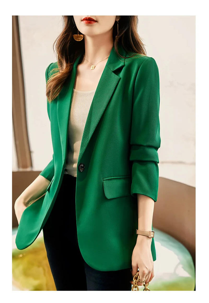 Description Picture 5 of itemElegant Blazer Coat for Women Casual Streetwear Korean Fashion Jackets Solid Turn Down Collar 2023 New Autumn Winter Coats