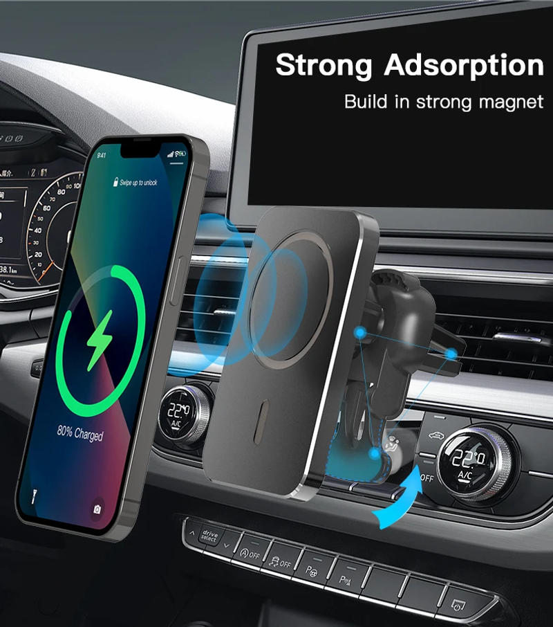 Description Picture 6 of item15W Fast Charging Magnetic Wireless Car Charger Mount For Magsafing For Xiaomi iPhone 13 Pro Max 12 Mini Aluminium Phone Holder