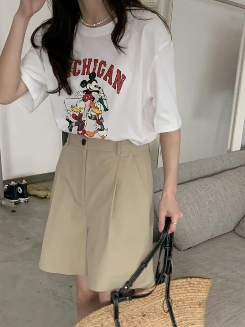 Description Picture 3 of itemSummer 2022 New Korean Casual Shorts Straight High Waist Loose Wide Leg Pants pants women  woman pants