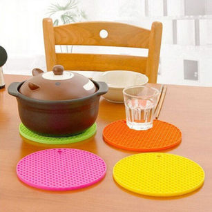 Silicone Round Shape Insulation Anti-Slip Heat Pad Coaster Bowl Pan Place Mat