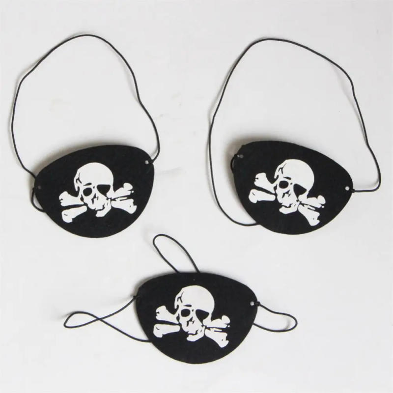 Description Picture 6 of itemFelt Pirate Eye Patches Halloween Pirate For Kids Theme Party One Eye Skeleton Captain Eyepatch Halloween Party Skull Eye Masks