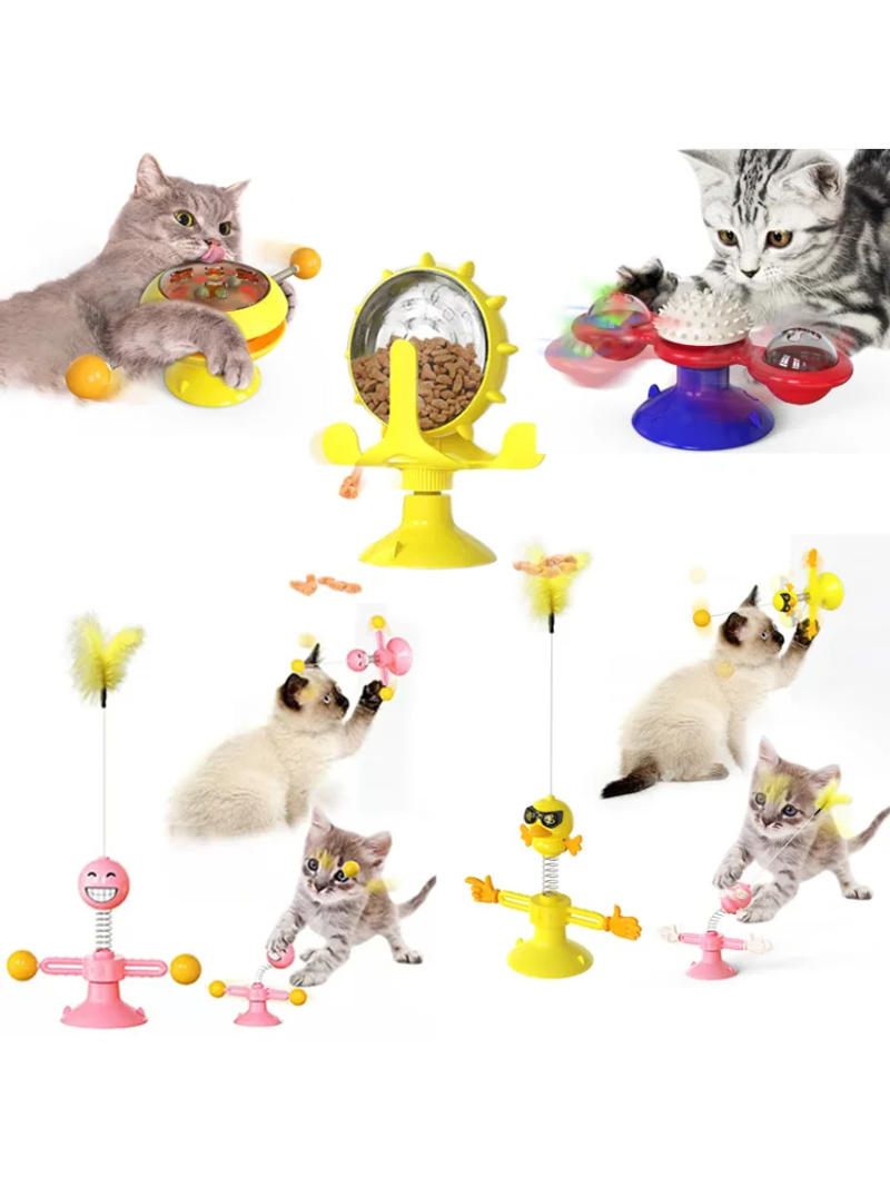Description Picture 4 of itemFunny Cat Toy Spinning Windmill with LED Ball ＆Catnip Scratch Hair Brush Intelligence Training Suction Cup Cats Spinner Toy