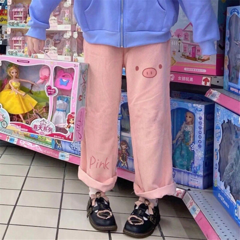 Description Picture 5 of itemKahaki Cartoon Pants Women Autumn Cargo Trousers Streetwear Loose Harajuku Fashion Summer Ulzzang Funny Bear Print Pants Femme