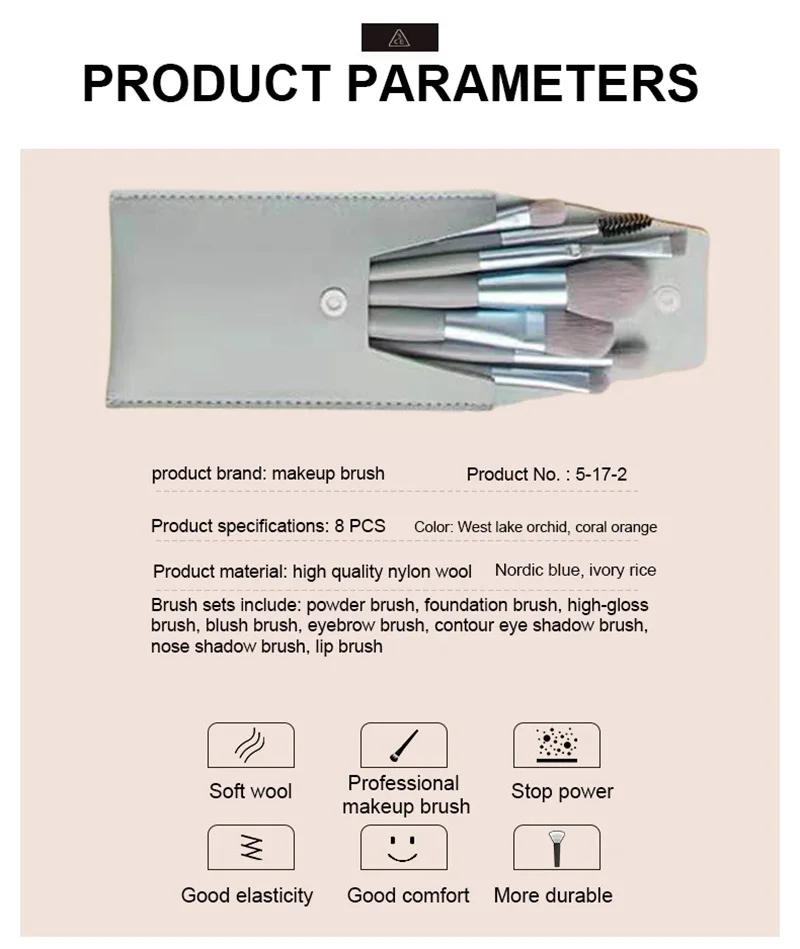 Description Picture 3 of item8Pcs Professional Makeup Brushes Set Cosmetic Powder Eye Shadow Foundation Blush Blending Concealer Beauty Make Up Tool Brushes