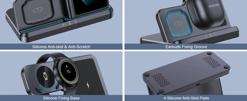 Description Picture 4 of item3 in 1 Wireless Charger Stand Samsung S22 S21 S20 S10 Ultra Note Galaxy Watch 5 4 Active Bud Fast Charging Base Station