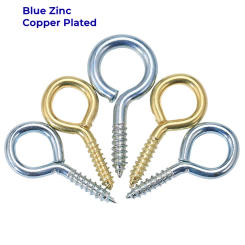 0#-14# Blue Zinc Copper Plated Closed End Light Hook Screws O Ring Hooks Sheep Eye Hook Self-tapping Screws Eye Screws Bolts
