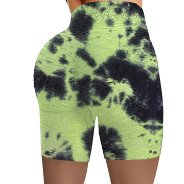 Q21S820 Tie dye pineapple cloth multi-color sporty style high waisted fitness shorts