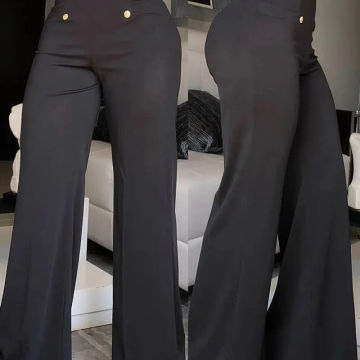 Elegant High Waist Wide Leg Bootcut Pants 2023 Summer New Fashion Simple Women's Flared Trousers Loose Streetwear Y2k Clothes