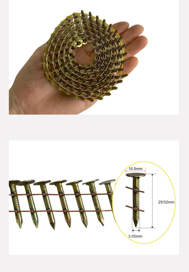 Description Picture 3 of item120pcs Coil Nails Big Cap Nails for CRN45 25mm 32mm Thick Nails for Coil Nailer