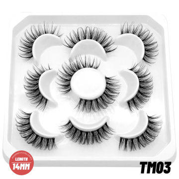 GROINNEYA Manga Lashes Natural Long 5 Pairs Faux Mink Eyelashes Natural Short Full Strip Lashes Clear Band Soft Natural Eyelashe