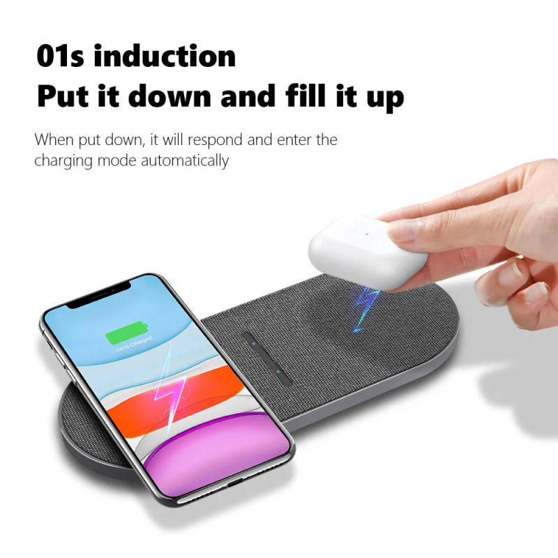 Description Picture 6 of item2 in 1 30W Dual Wireless Charger for Samsung S22 S21 Double Fast Charging Dock Pad For IPhone 14 13 12 11 XS XR 8 Airpods 3 Pro