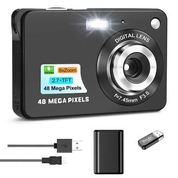 Mini Digital Camera, 8X Digital Zoom Compact Cameras for Photography, 2.7 Inch FHD Pocket Cameras， Suitable for novices
