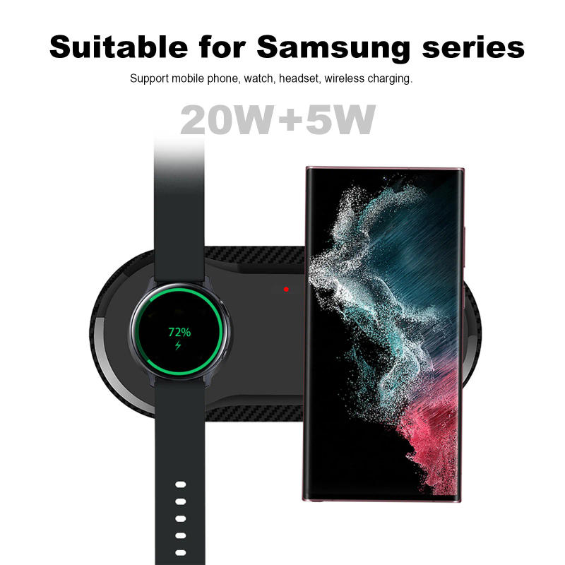 Description Picture 4 of item25W 2 in 1 Wireless Charger Pad For Samsung S23 S22 Ultra Galaxy Watch 6 5 Pro 4 3 Active Buds Dual Fast Charging Dock Station
