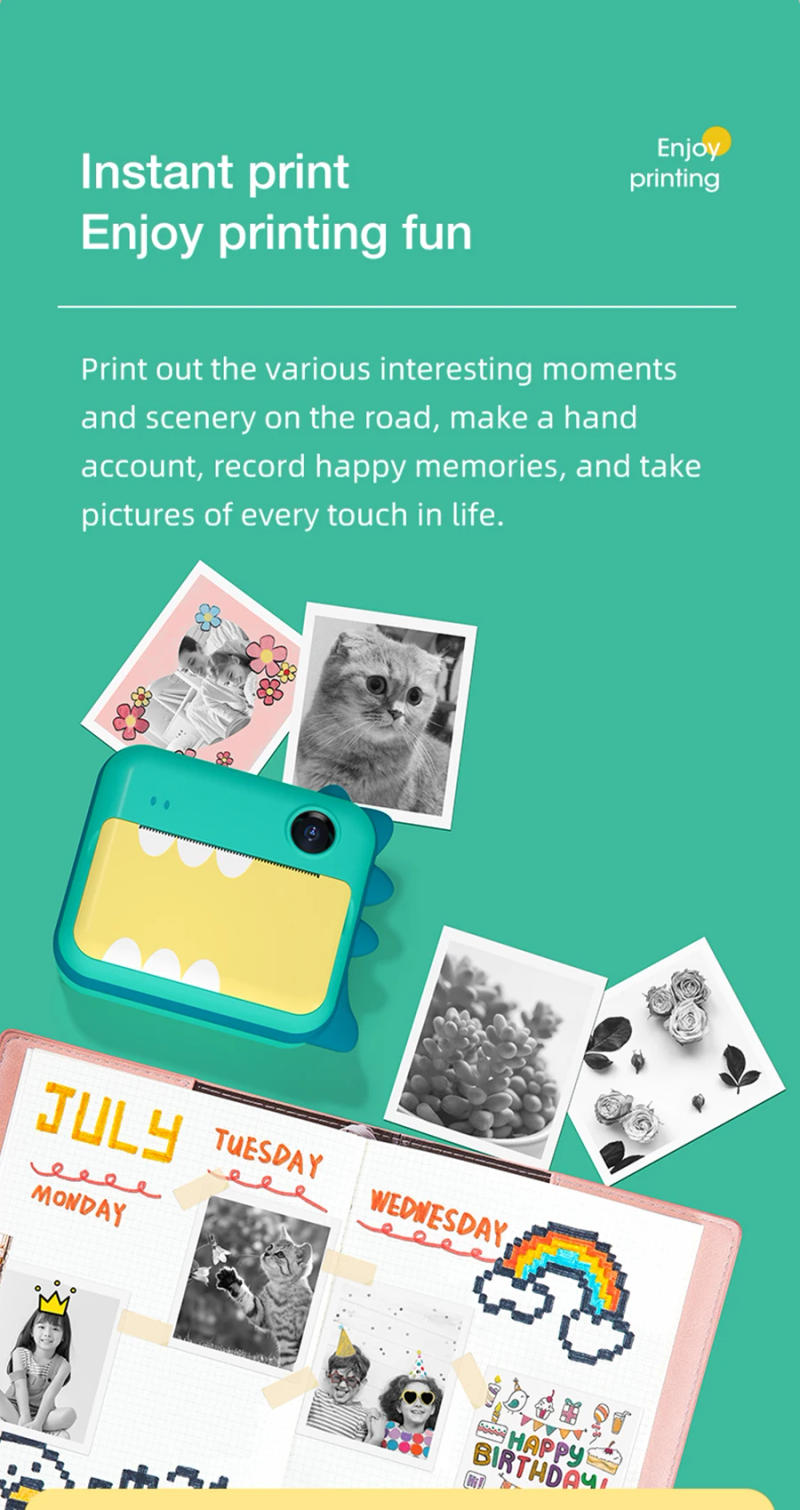 Description Picture 5 of itemChildren Camera Instant Print Camera For Kids 1080P HD Camera With Thermal Photo Paper Child Digital Cameras For Birthday Gifts