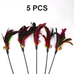 Colorful  Spring Feather With Bell Pet Toys  Cat Supplies Funny Cat Stick